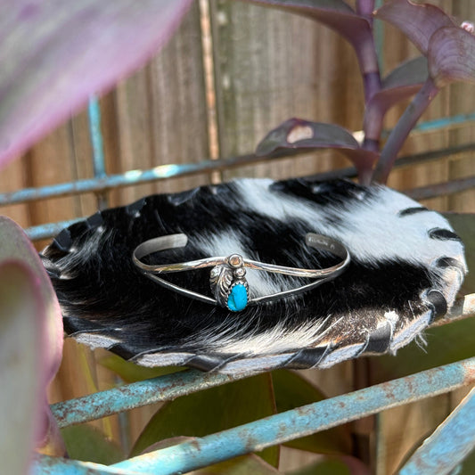 Navajo Sterling Silver & Kingman Turquoise Cuff Bracelet
