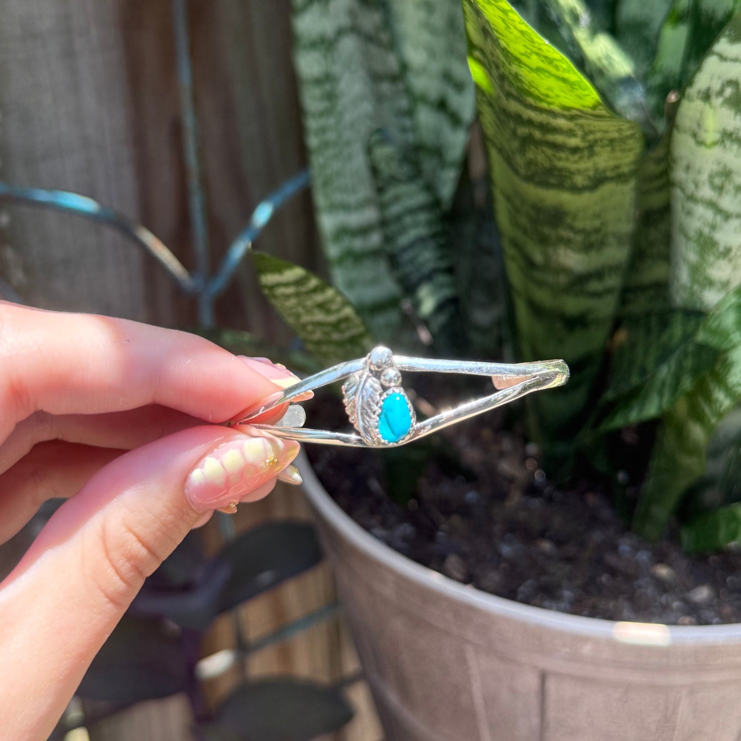 Navajo Sterling Silver & Kingman Turquoise Cuff Bracelet