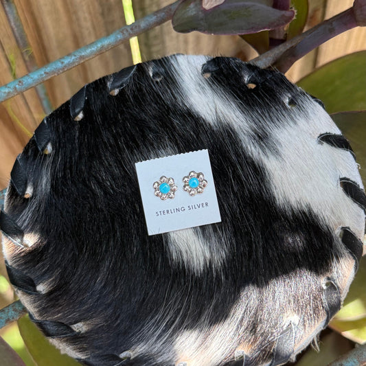 Zuni Sterling Silver & Turquoise Dot Post Earrings
