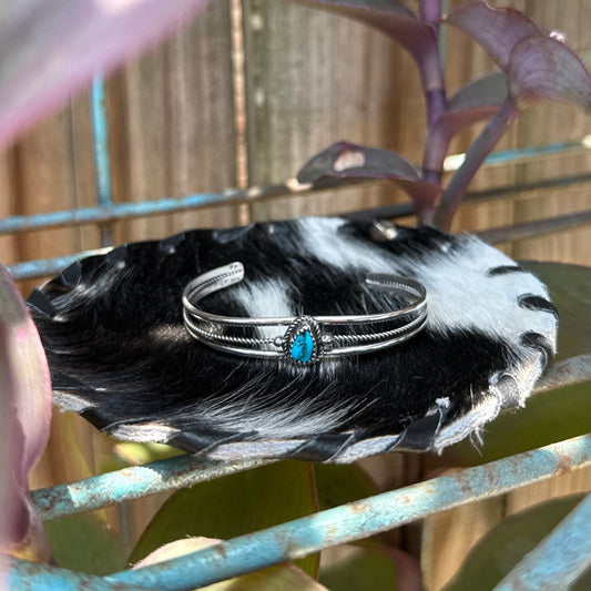 Navajo Sleeping Beauty Turquoise Sterling Silver Cuff Bracelet