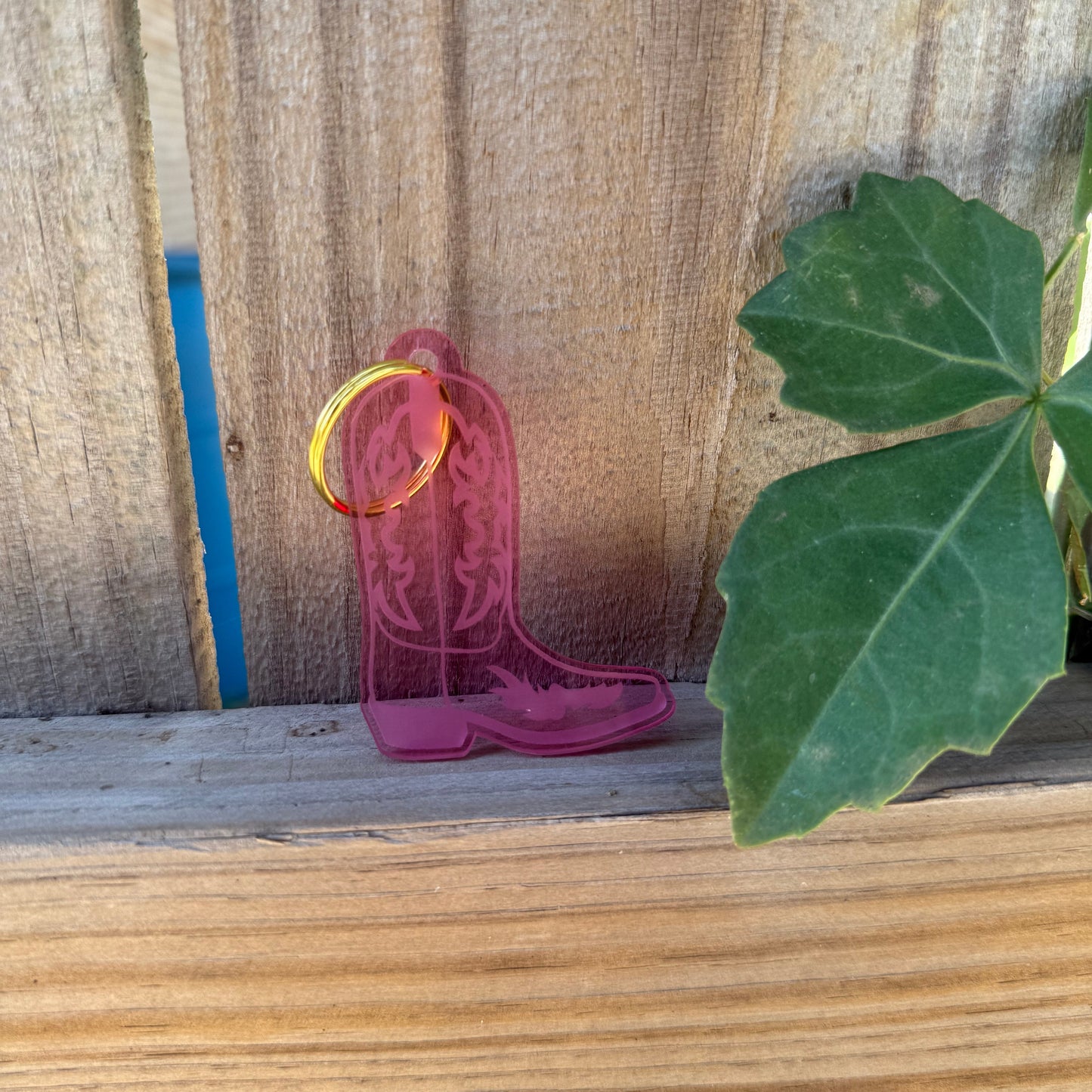 Pink Cowboy Boot Keychain