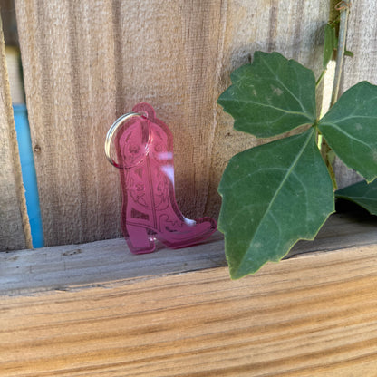 Pink Cowboy Boot Keychain