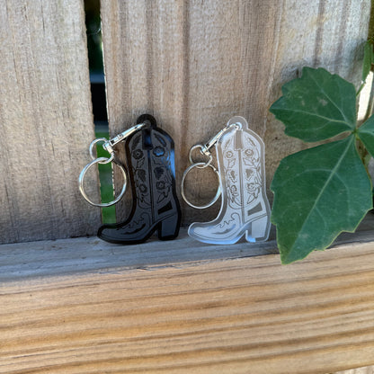 White/Black Cowboy Boot Keychain