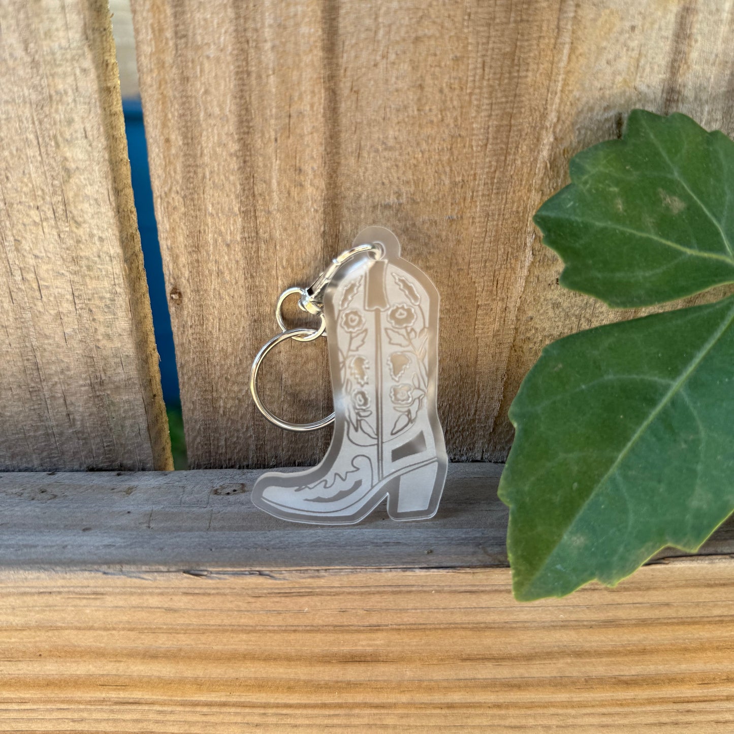 White/Black Cowboy Boot Keychain
