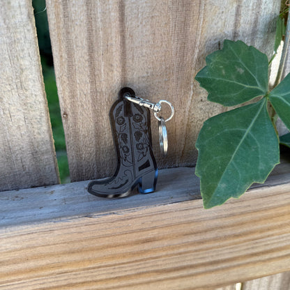 White/Black Cowboy Boot Keychain