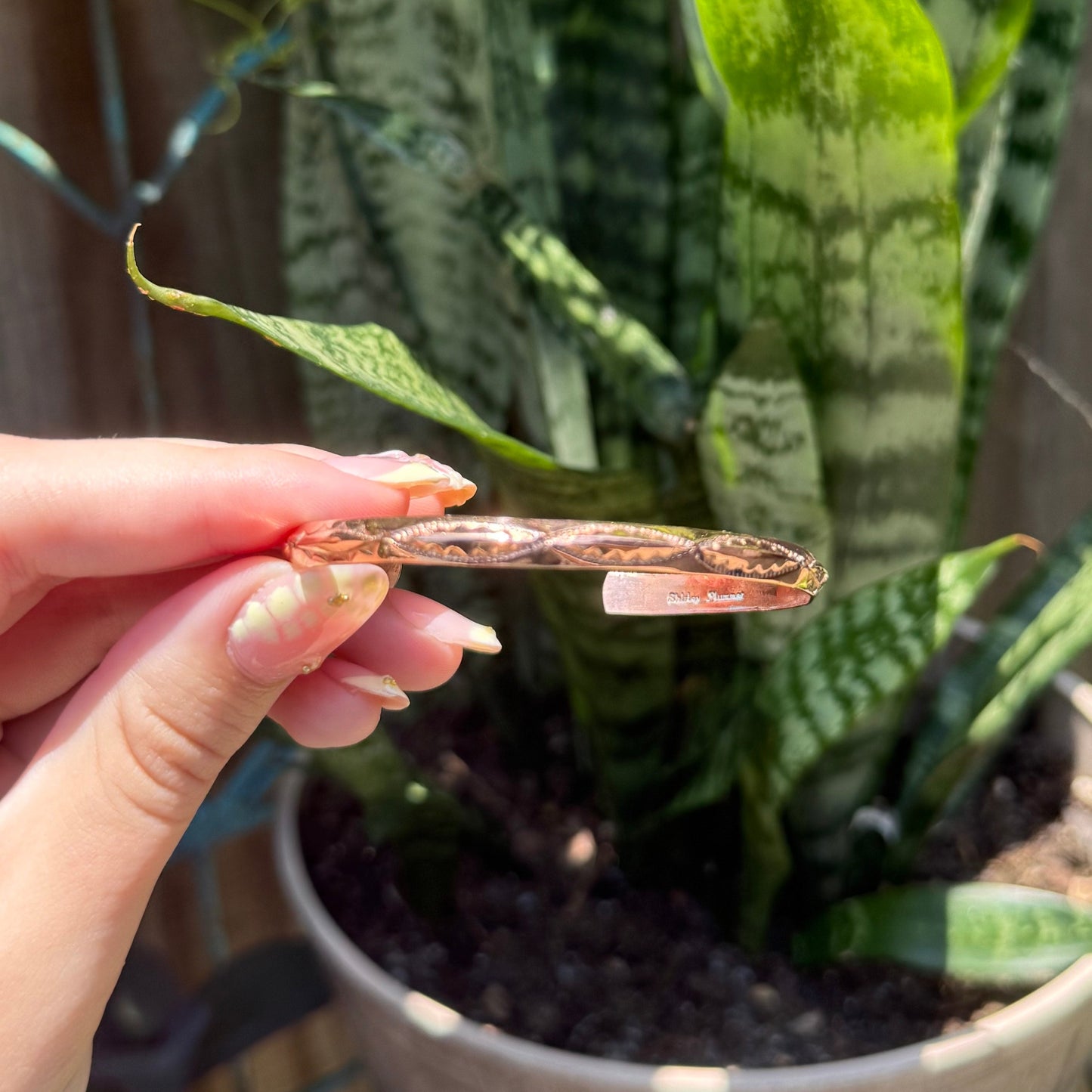 Navajo Hand Stamped Copper Triangle Bracelet