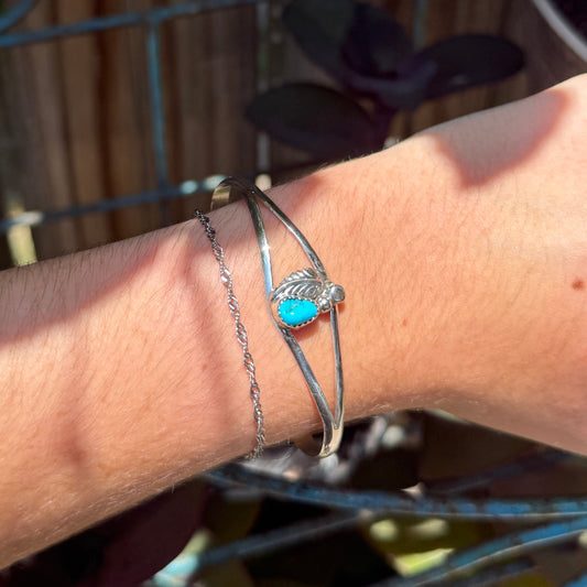Navajo Sterling Silver & Kingman Turquoise Cuff Bracelet
