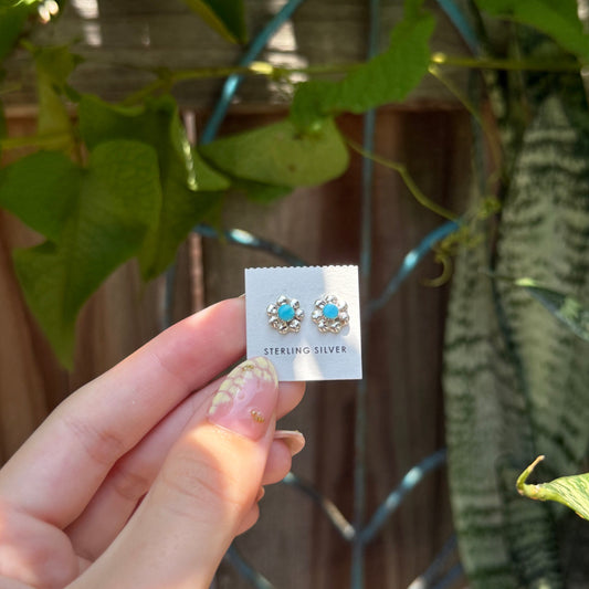 Zuni Sterling Silver & Turquoise Dot Post Earrings