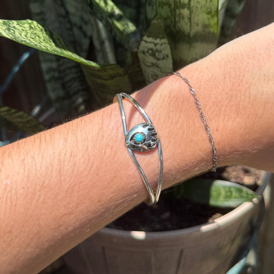 Navajo Sterling Silver Bear Paw Cuff Bracelet