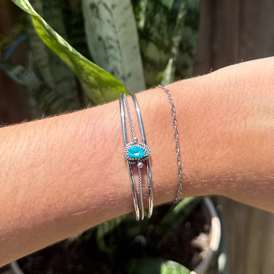 Navajo Sleeping Beauty Turquoise Sterling Silver Cuff Bracelet