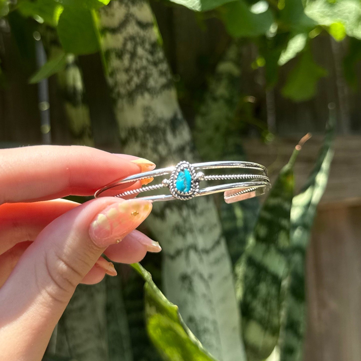 Navajo Sleeping Beauty Turquoise Sterling Silver Cuff Bracelet