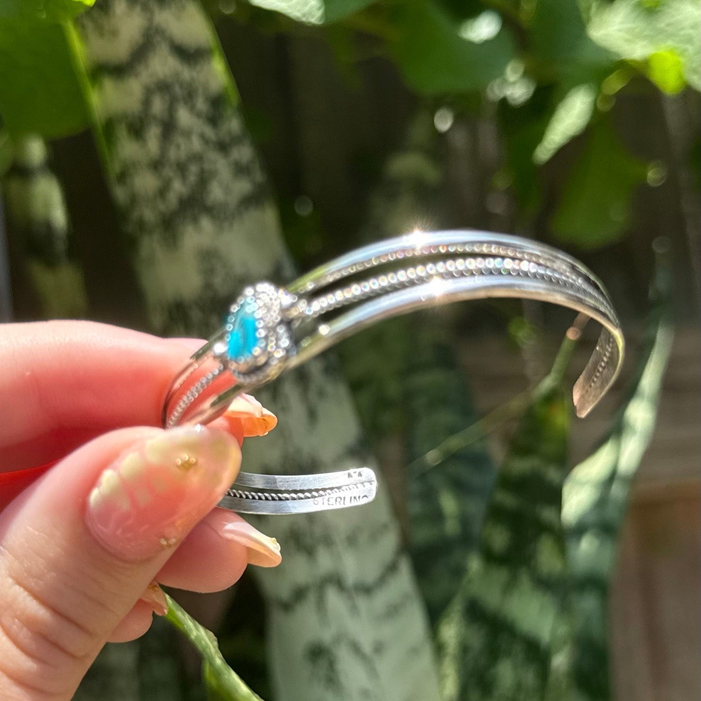 Navajo Sleeping Beauty Turquoise Sterling Silver Cuff Bracelet