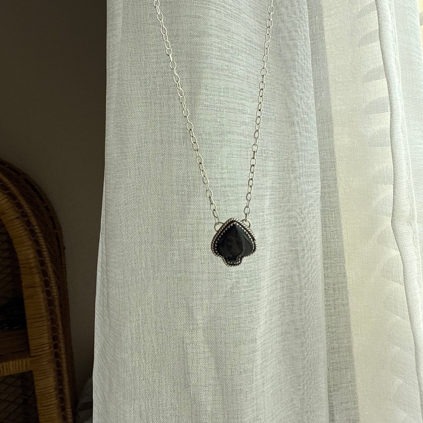 Black Onyx Spade Necklace